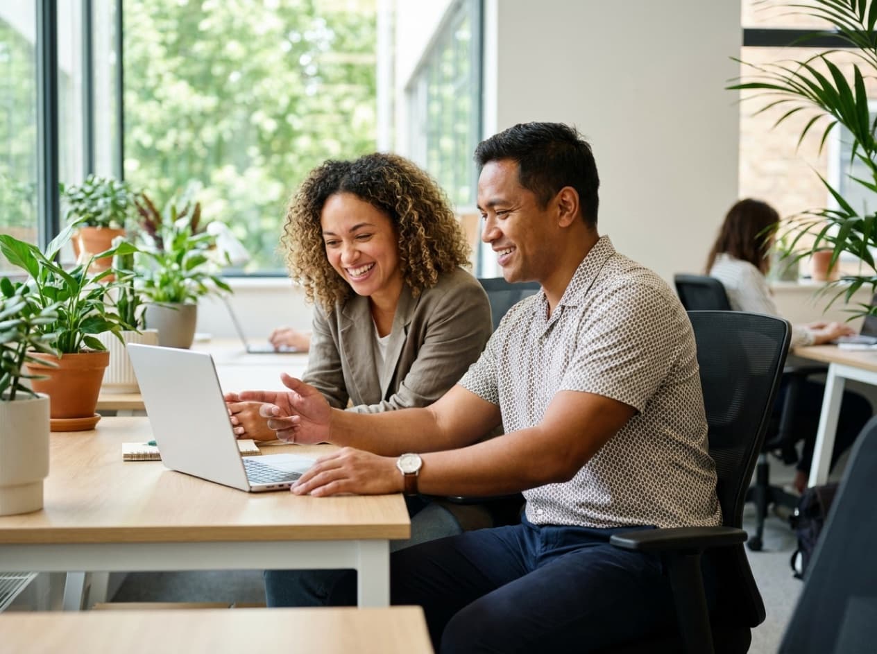 An IT consultant working through a support plan with a business owner